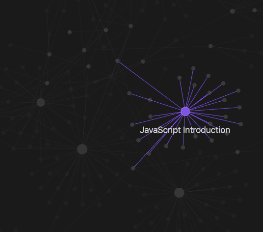 Obsidian's graph view, showing one note densely linked to the rest of the vault