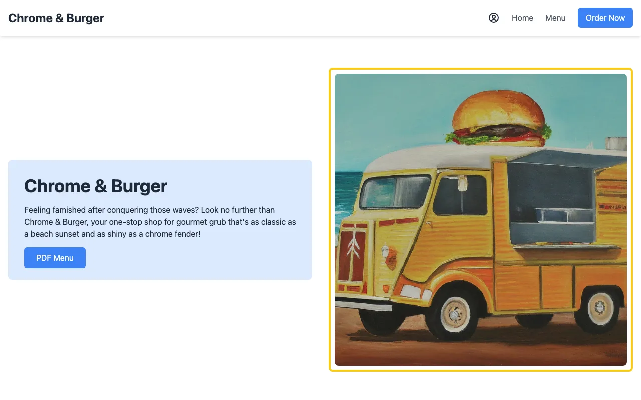 Chrome & Burger — the landing page