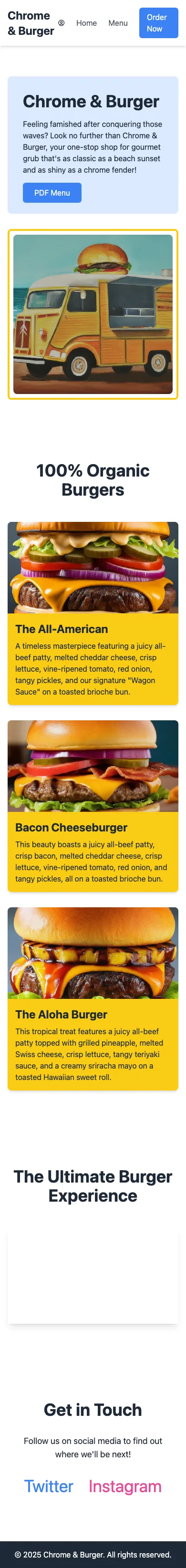 The landing page on mobile