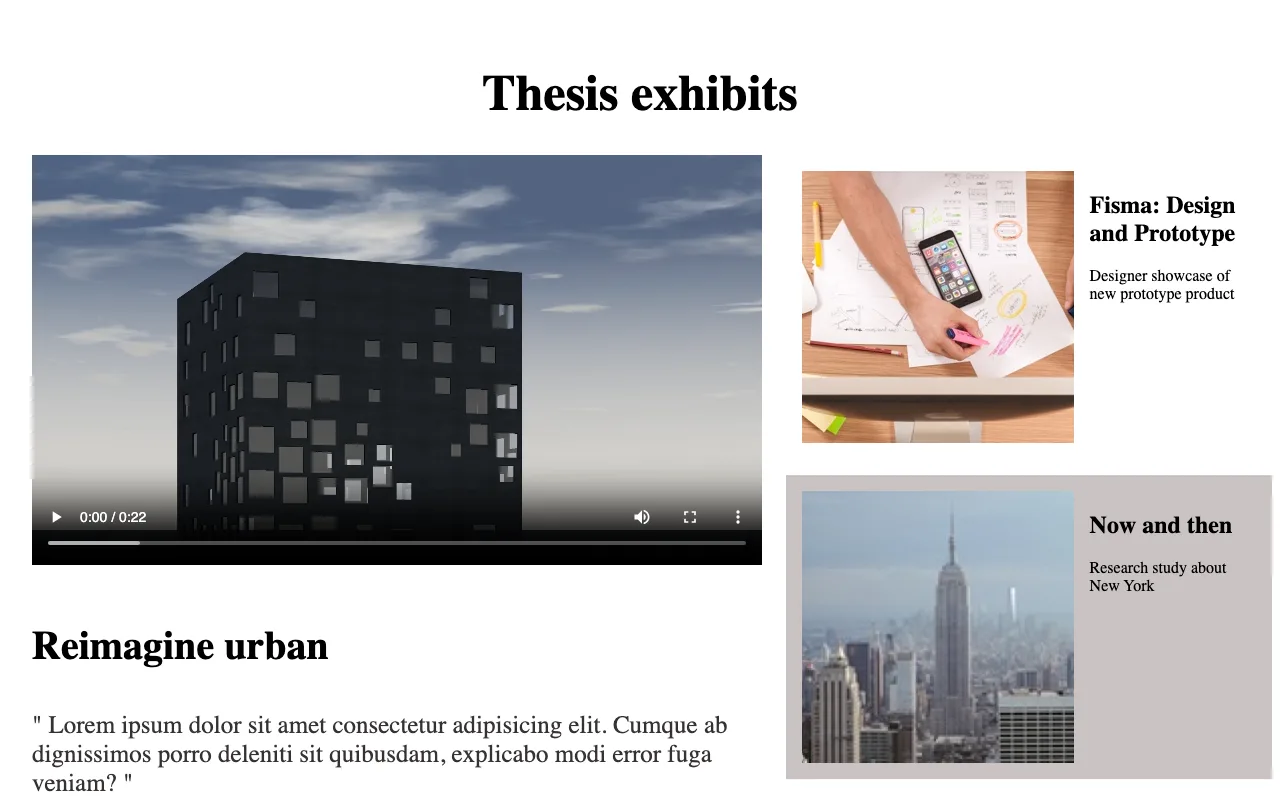 The thesis exhibits section