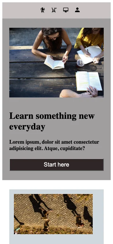 The page on mobile