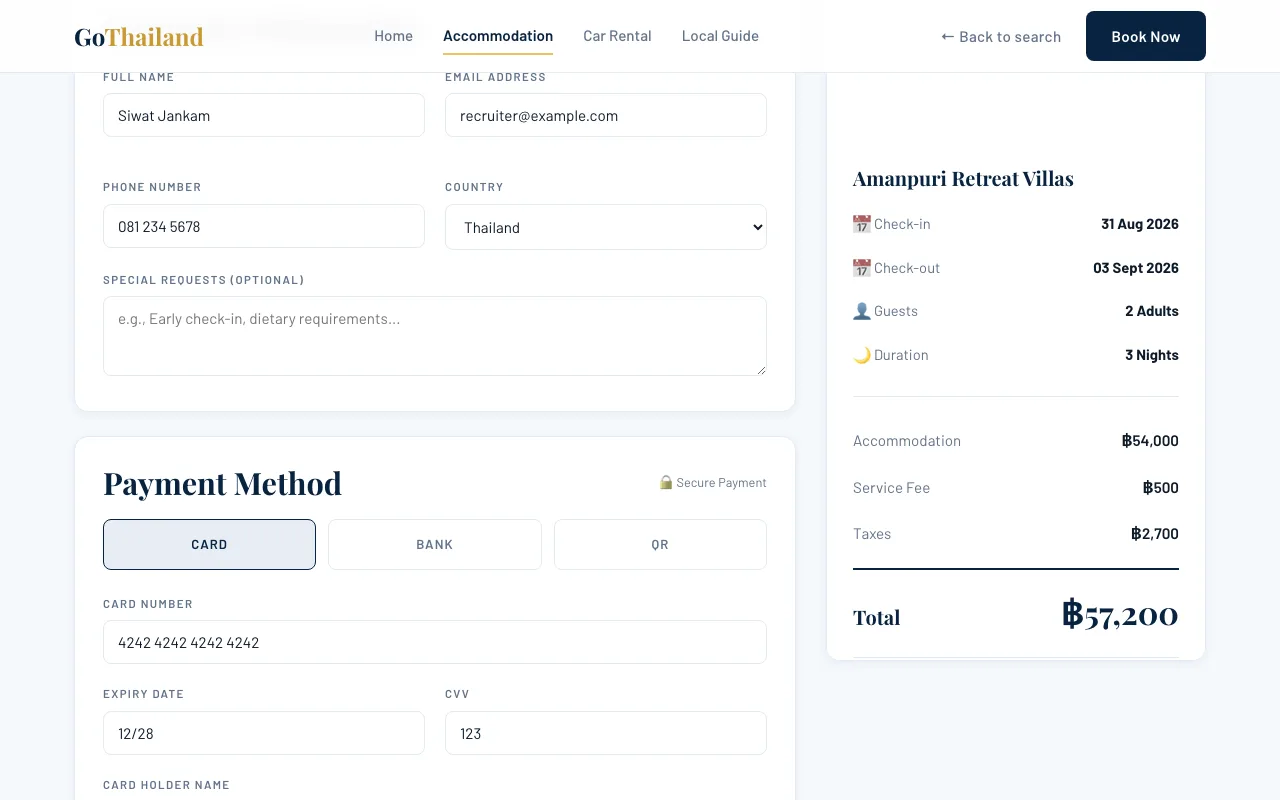 The checkout form and order summary