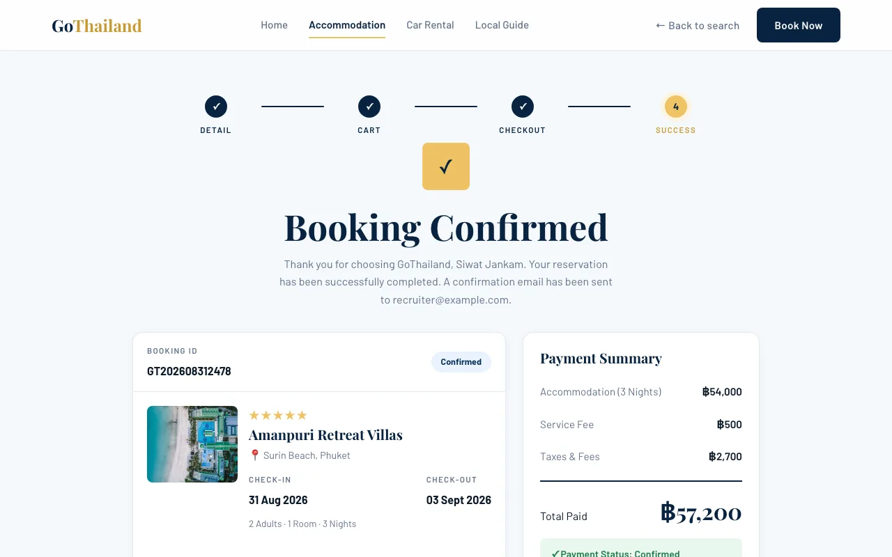 A confirmed booking