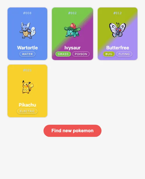 Four cards drawn, including Pikachu