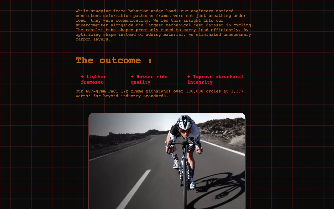 The engineering outcome section with stats